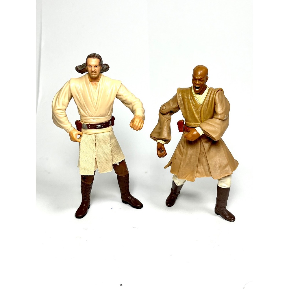 Star Wars Figures Lot Qui-Gon Jinn Power of Jedi Mace Windu Saga 3.75 Loose